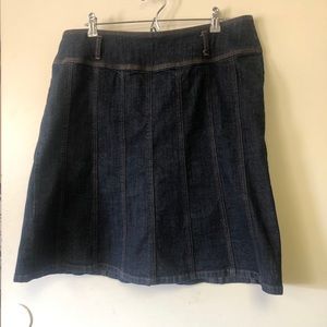 Liz Claiborne Axcess Stretch Dark Wash Denim Jean Skirt Paneled A-line Size 16